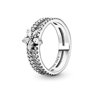Anillo doble con copo de nieve brillante