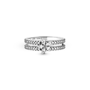 Anillo doble con copo de nieve brillante
