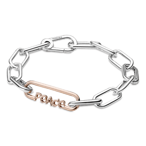 Eslabón De Estilo Con La Palabra Paz Recubrimiento en Oro Rosa De 14K Pandora Me