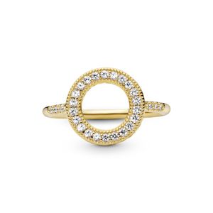 Anillo Halo brillante Recubrimiento en Oro de 14k