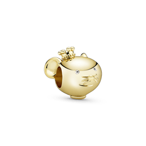 Charm Rata Reluciente Recubrimiento en Oro de 14k