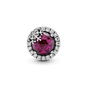 Charm Rojo Cereza Reluciente Con Copo De Nieve