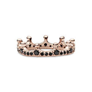 Anillo Corona reluciente con piedras negras Pandora Moments