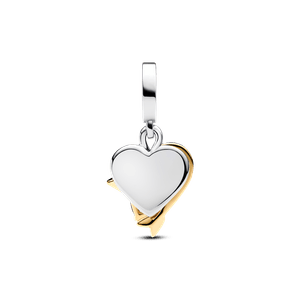 Charm Dije Doble Corazón Grabable y Flecha