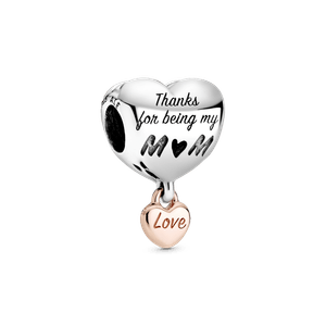 Charm Corazón Yo te amo mamá Recubrimiento en Oro Rosa de 14k