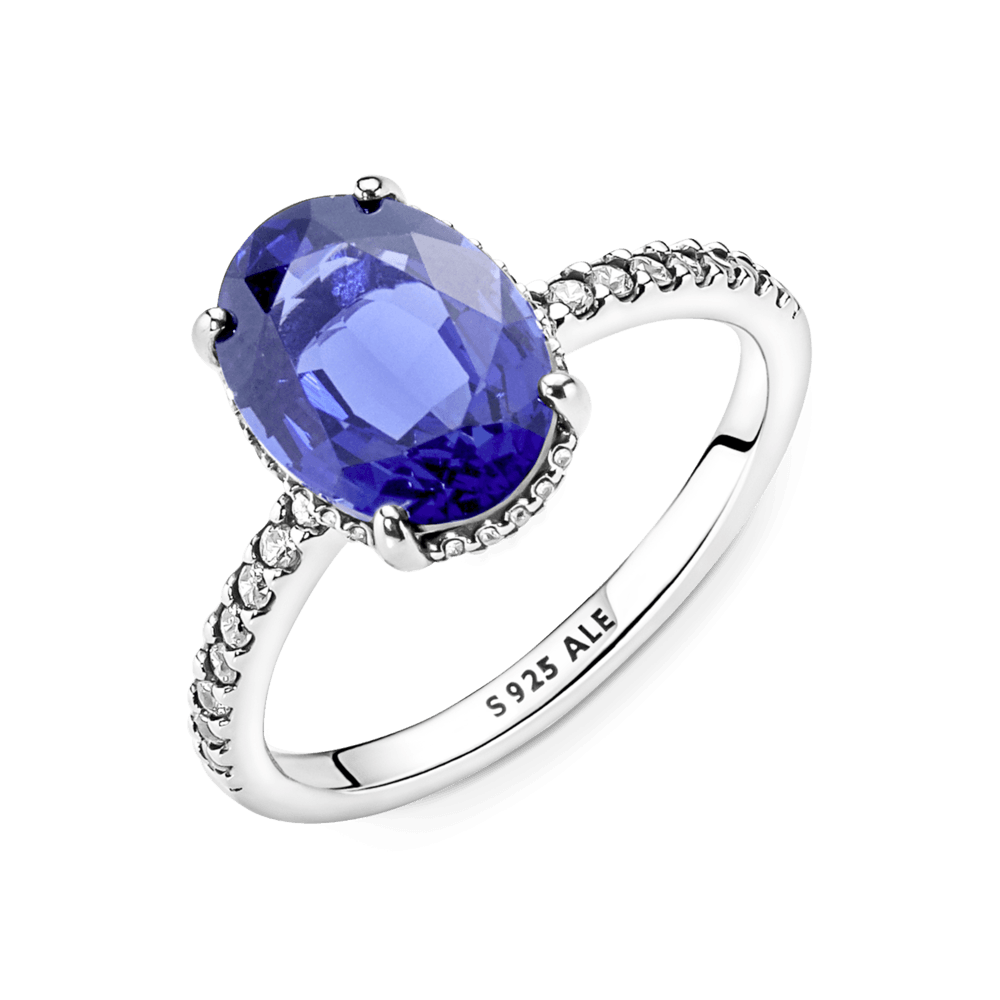 Piedra Azul Anillos Nuevos Pandora Anillo De Compromiso En Plata