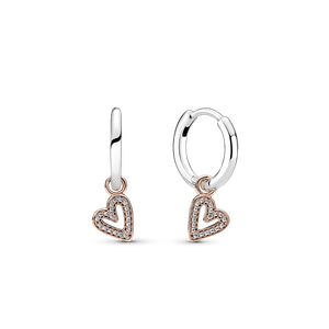 Aretes De Aro Resplandecientes Corazón De Diseño Libre Recubrimiento En Oro Rosa 14k