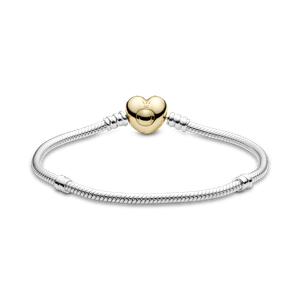 Brazalete Pandora Moments Cadena de Serpiente con Broche de Corazón con Recubrimiento en Oro de 14k