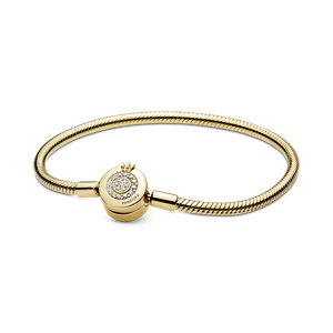 Brazalete Pandora Moments Cadena de Serpiente Corona O Resplandeciente con Recubrimiento en Oro de 14K