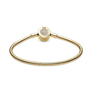 Brazalete Pandora Moments Cadena de Serpiente Corona O Resplandeciente con Recubrimiento en Oro de 14K