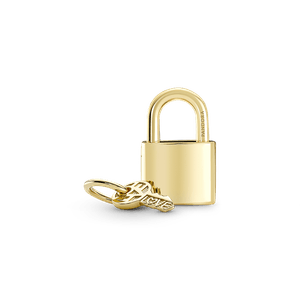 Charm Colgante Candado Y Llave Recubrimiento En Oro 14k