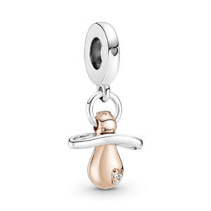 Charm Colgante Chupón De Bebé  Recubrimiento En Oro Rosa De 14K