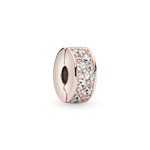 Charm Sujetador de pavé transparente Recubrimiento en Oro Rosa de 14k
