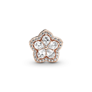 Charm Recubrimiento en Oro Rosa de 14k con pavé de copo de nieve brillante