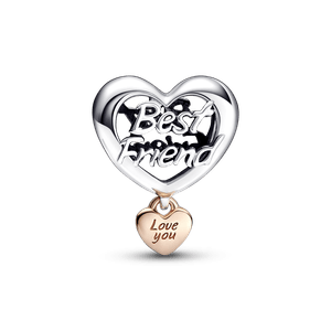 Charm Corazón te amo mejor amiga Recubrimiento en Oro Rosa de 14k