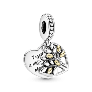 Charm colgante dos tonos colgante Corazón de Árbol Genealógico