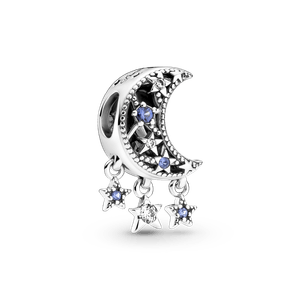 Charm En Plata De Ley Estrella & Luna Creciente