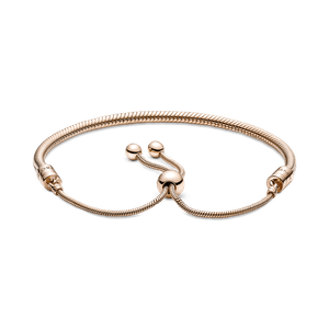 Brazalete Deslizante Diseño Cadena de Serpiente en Oro Rosa 14k