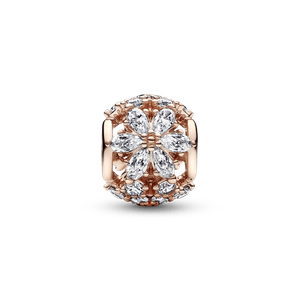 Charm redondo Racimo herbario reluciente Recubrimiento en Oro Rosa de 14k