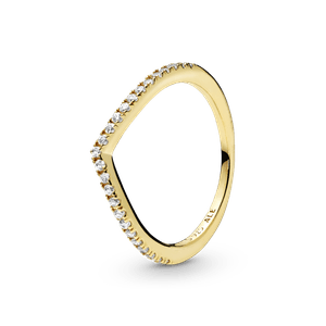 Anillo Hueso de los deseos deslumbrante Recubrimiento en Oro de 14k