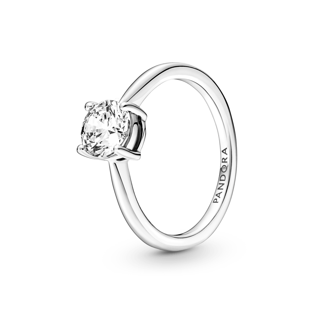 Anillo Solitario En Plata De Ley Brillante|Pandora Joyas Pandora
