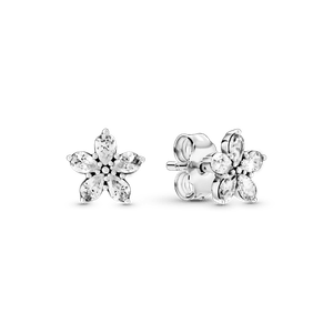 Aretes de botón de copo de nieve brillante