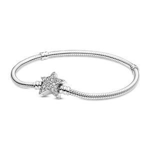 Brazalete Pandora Moments Cadena De Serpiente Cierre Estrella Asimétrica