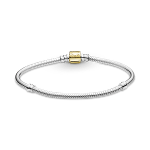 Brazalete Pandora Moments Con Cierre De Barril Cadena De Serpiente Dos Tonos