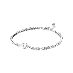 Brazalete En Plata De Ley Corazón Brillante