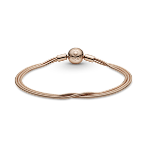 Brazalete Pandora Moments Multi Cadena De Serpiente En Recubrimiento en Oro Rosa de 14k