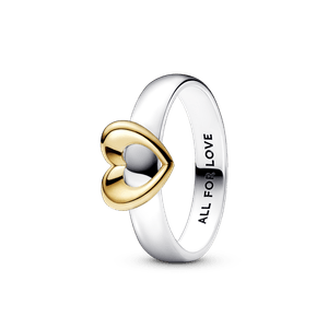 Anillo Corazón deslizante en dos donos radiante Recubrimiento en Oro de 14k