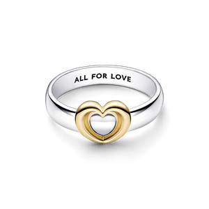 Anillo Corazón deslizante en dos donos radiante Recubrimiento en Oro de 14k