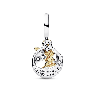 Charm colgante Noche celestial y Campanita de Disney Recubrimiento en Oro de 14k
