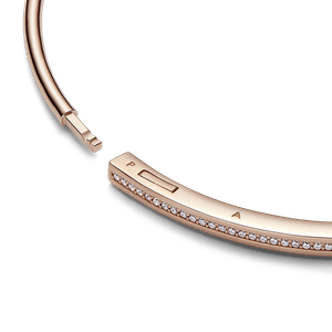Brazalete rígido I-D Pandora Signature Recubrimiento en Oro Rosa