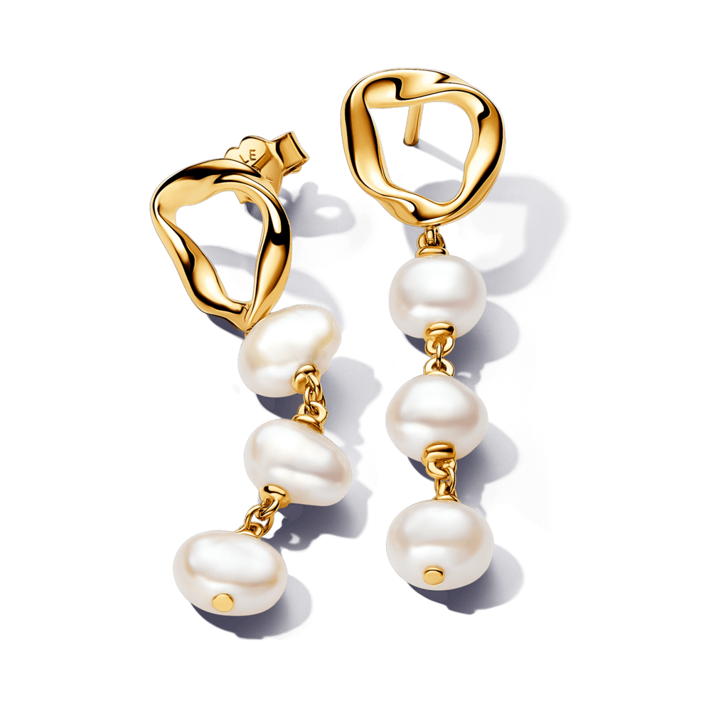 Cowlyn - Pulsera De Perlas De Barroco Cultivadas, Eslabones De Cadena Con Cuentas, 14K Chapada En Oro, Pulseras Con Dijes De Cadena De Eslabones Para Mujer, Joyería Hecha A Mano, 8