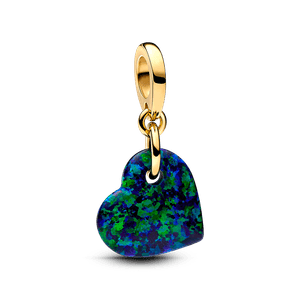Charm Colgante Corazón Verde Opalescente