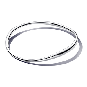 Brazalete Rígido Forma Orgánica Plateado