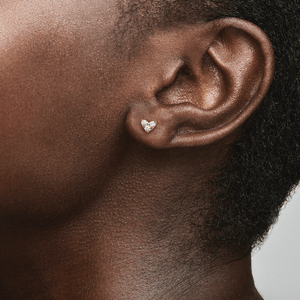 Aretes de Botón Corazón y Triple Gema