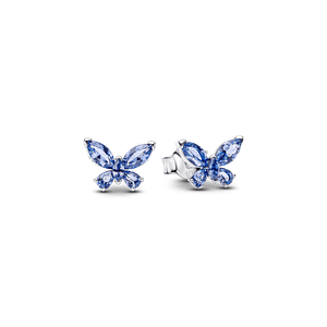 Aretes de botón Mariposa Azules